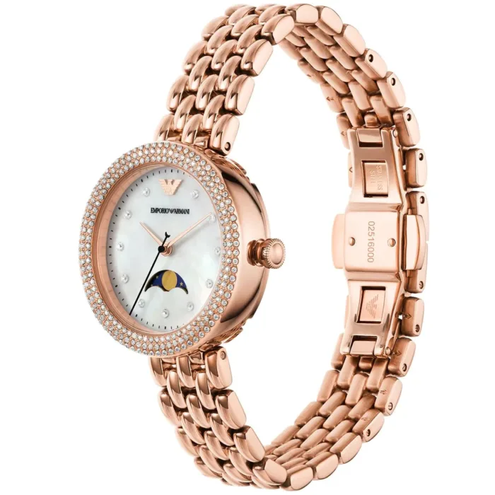 Emporio Armani Rosa Mother of Pearl Dial Rose Gold Steel Strap Watch For Women - AR11462 - Image 3